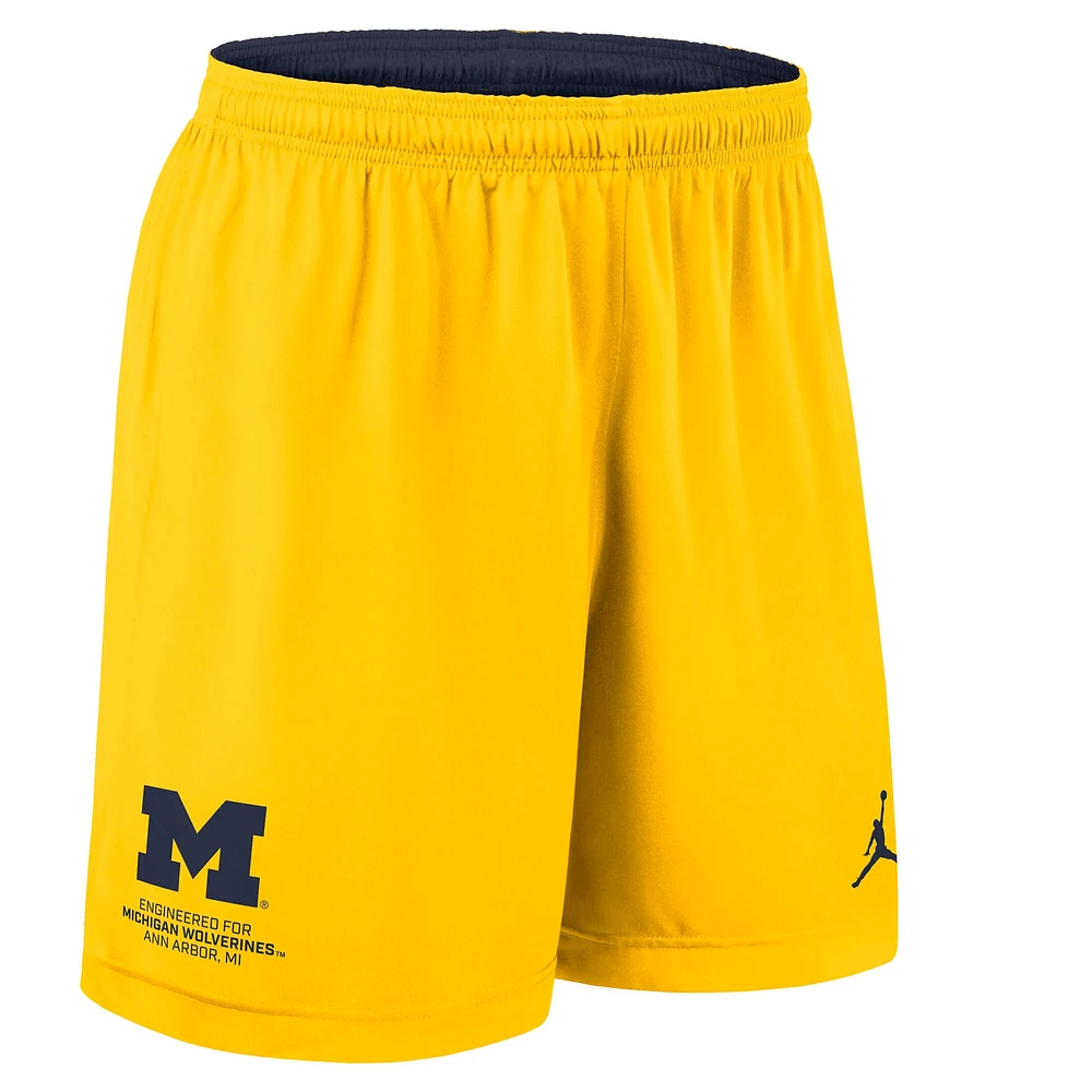 Men's Jordan Brand Navy/Maize Michigan Wolverines 2025 Sideline Reversible Performance Shorts