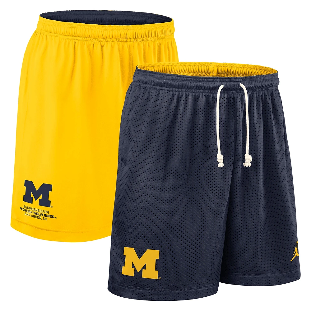 Men's Jordan Brand Navy/Maize Michigan Wolverines 2025 Sideline Reversible Performance Shorts