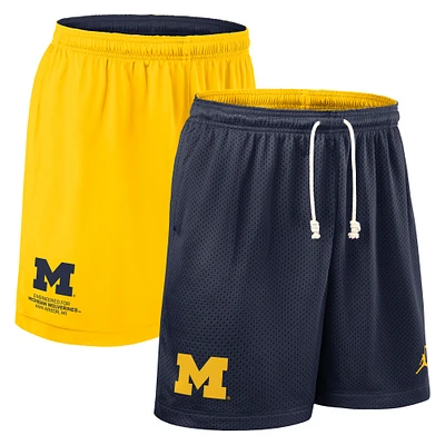 Men's Jordan Brand Navy/Maize Michigan Wolverines 2025 Sideline Reversible Performance Shorts