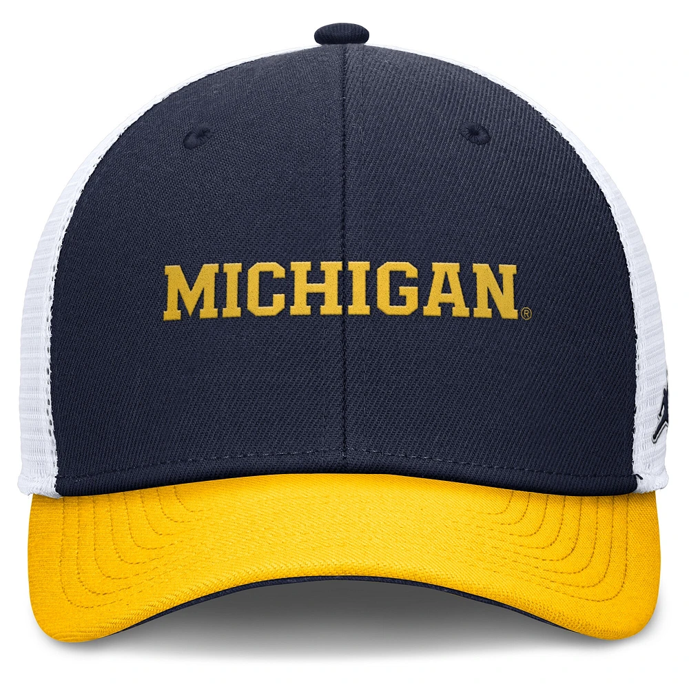 Casquette ajustable Jordan Brand bleu marine/maïs pour homme, Michigan Wolverines Rise