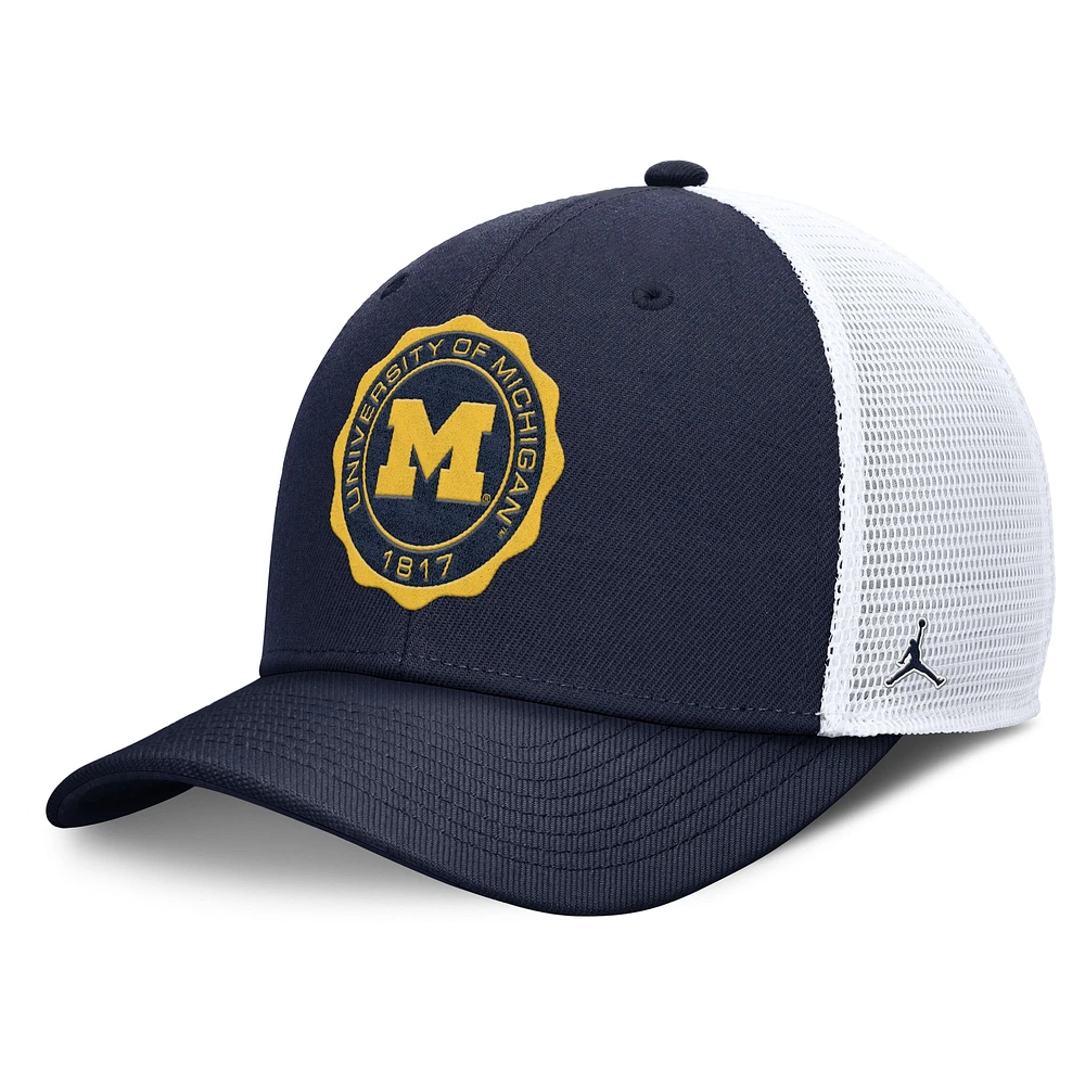 Men's Jordan Brand Navy/White Michigan Wolverines Rise Trucker Adjustable Hat