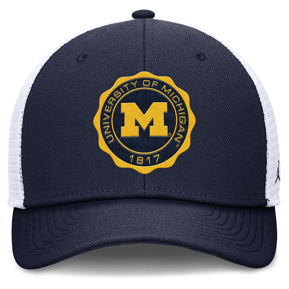 Men's Jordan Brand Navy/White Michigan Wolverines Rise Trucker Adjustable Hat