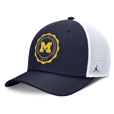 Men's Jordan Brand Navy/White Michigan Wolverines Rise Trucker Adjustable Hat