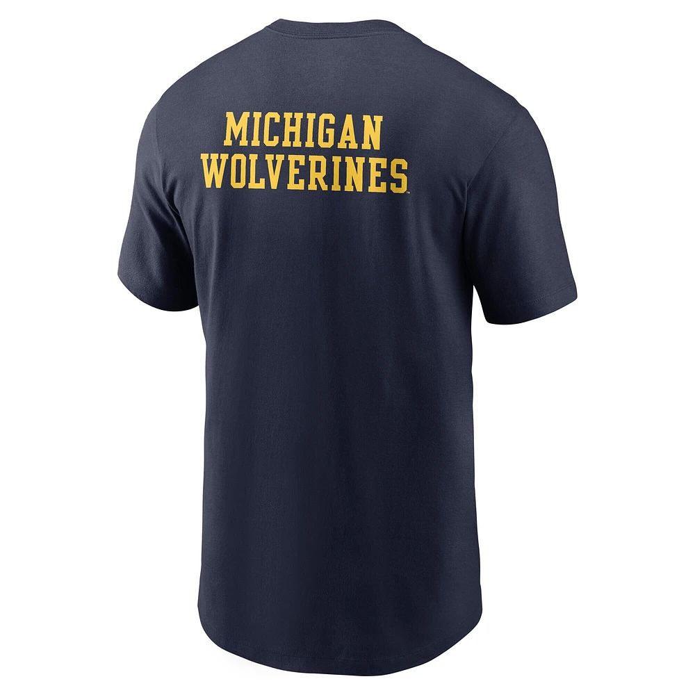 Men's Jordan Brand Navy Michigan Wolverines 2-Hit Stacked T-Shirt