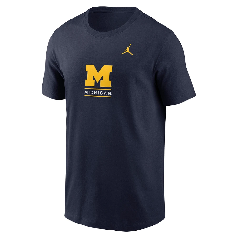 T-shirt Jordan Brand bleu marine pour homme Michigan Wolverines 2-Hit