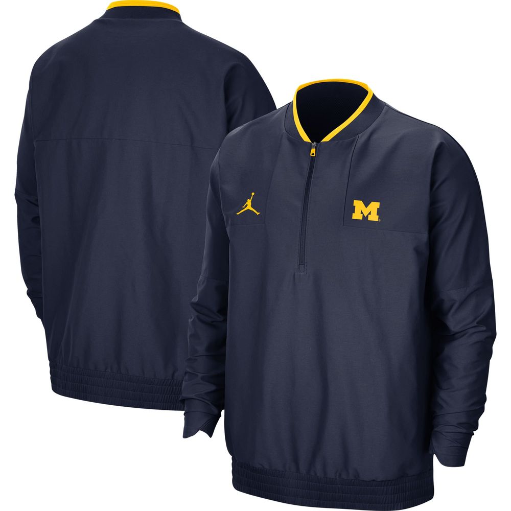 Men's Jordan Brand Navy Michigan Wolverines 2021 Coach Half-Zip Jacket