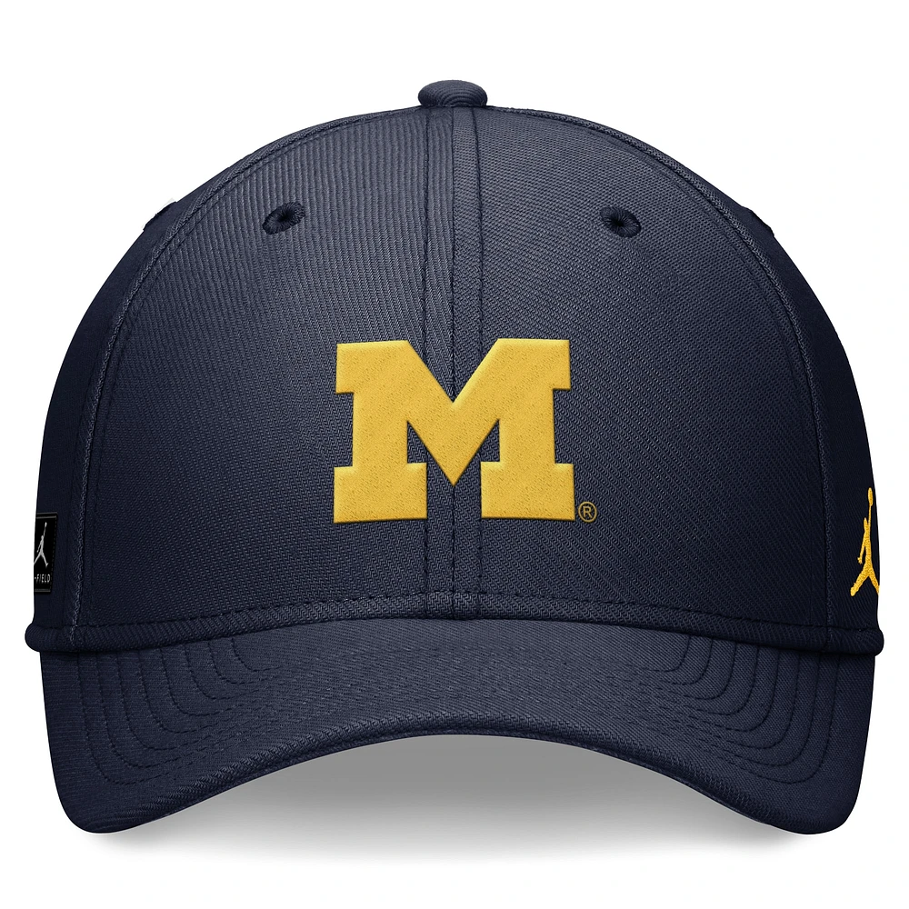 Men's Jordan Brand Navy Michigan Wolverines 2024 On-Field Swoosh Performance Flex Hat