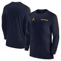 Men's Jordan Brand Navy Michigan Wolverines 2024 Sideline Coach UV Performance Long Sleeve T-Shirt