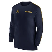 Men's Jordan Brand Navy Michigan Wolverines 2024 Sideline Coach UV Performance Long Sleeve T-Shirt