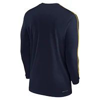 Men's Jordan Brand Navy Michigan Wolverines 2024 Sideline Coach UV Performance Long Sleeve T-Shirt