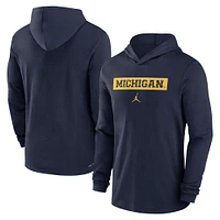 Men's Jordan Brand Navy Michigan Wolverines 2024 Sideline Hoodie Performance Long Sleeve T-Shirt