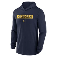 Men's Jordan Brand Navy Michigan Wolverines 2024 Sideline Hoodie Performance Long Sleeve T-Shirt