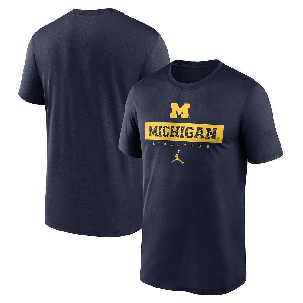 Men's Jordan Brand Navy Michigan Wolverines 2024 Sideline Legend Performance  T-Shirt