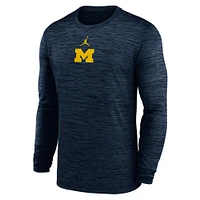 Men's Jordan Brand Navy Michigan Wolverines 2025 Sideline Velocity Performance Long Sleeve T-Shirt