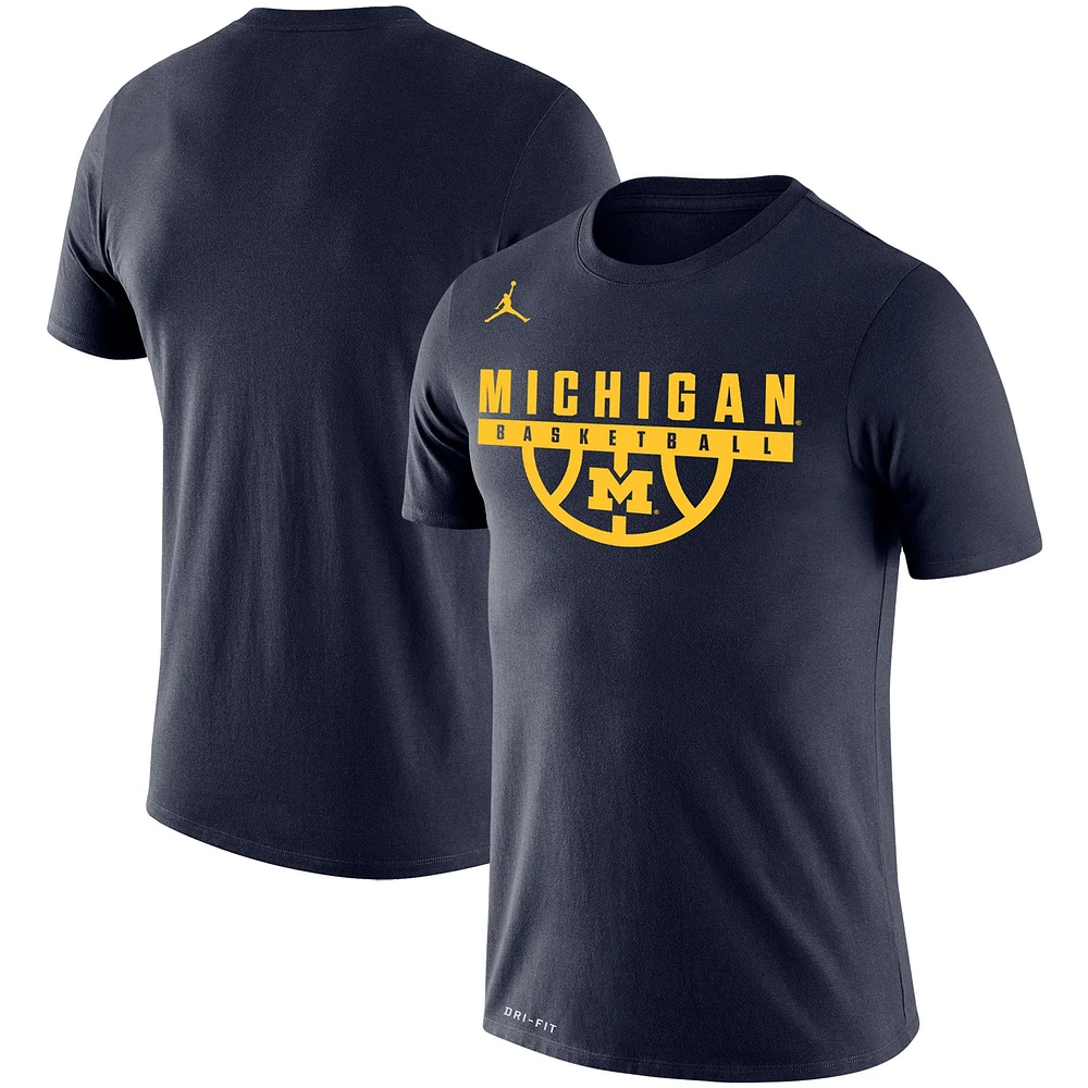 T-shirt Jordan Brand pour homme, bleu marine, Michigan Wolverines Basketball Drop Legend Performance