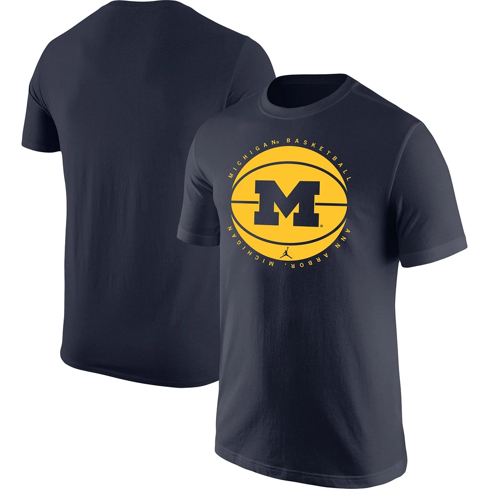 T-shirt avec logo de basket-ball Jordan Brand pour hommes, bleu marine, Michigan Wolverines