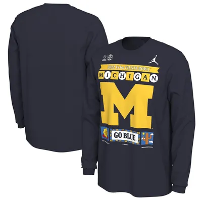 Michigan Wolverines Jordan Brand College Football Playoff 2022 Fiesta Bowl Illustrated Long Sleeve T-Shirt - Navy