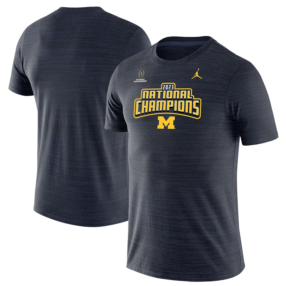 Men's Jordan Brand Navy Michigan Wolverines College Football Playoff 2023 National Champions Velocity Legend Performance T-Shirt