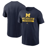 T-shirt de football Jordan Brand bleu marine pour homme des Wolverines du Michigan