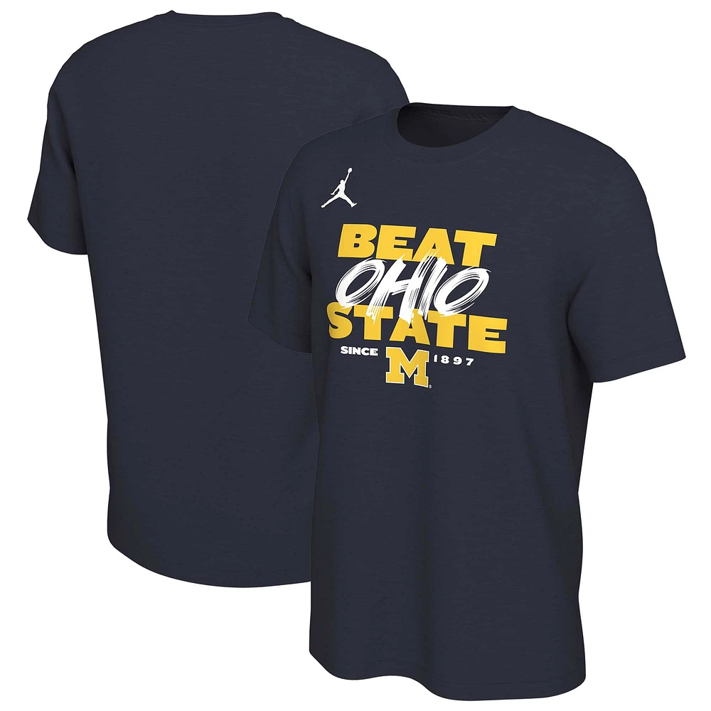 T-shirt Jordan Brand bleu marine Michigan Wolverines Michigan-Ohio State Rivalry pour hommes