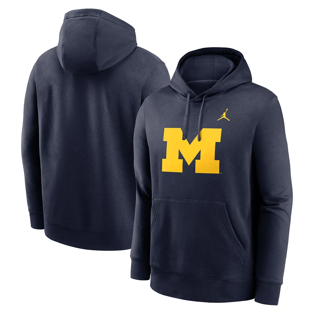 Men's Jordan Brand Navy Michigan Wolverines Primetime Club Fleece Pullover Hoodie