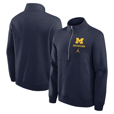 Sweat-shirt à demi-zip bleu marine Michigan Wolverines Primetime Club pour homme de Jordan Brand