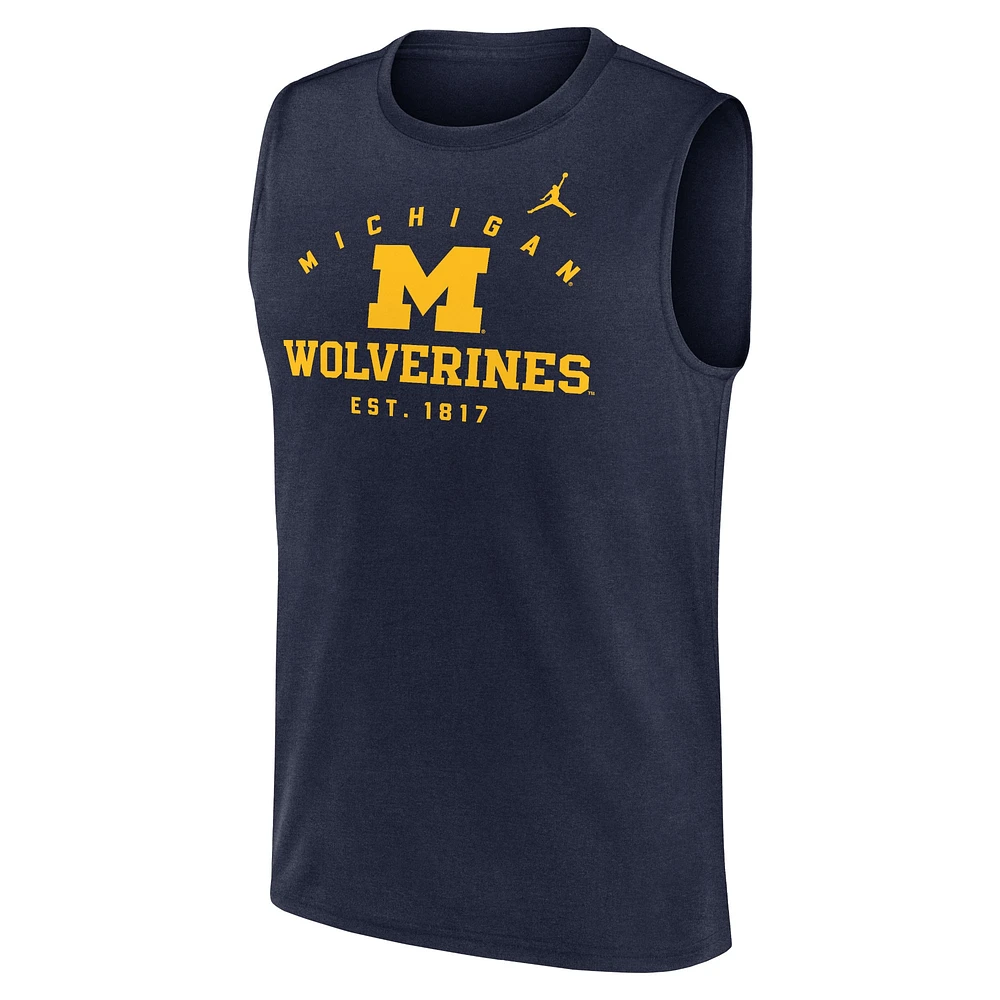 Débardeur de sport Jordan Brand bleu marine Michigan Wolverines Primetime Legend Lock Up Performance pour homme