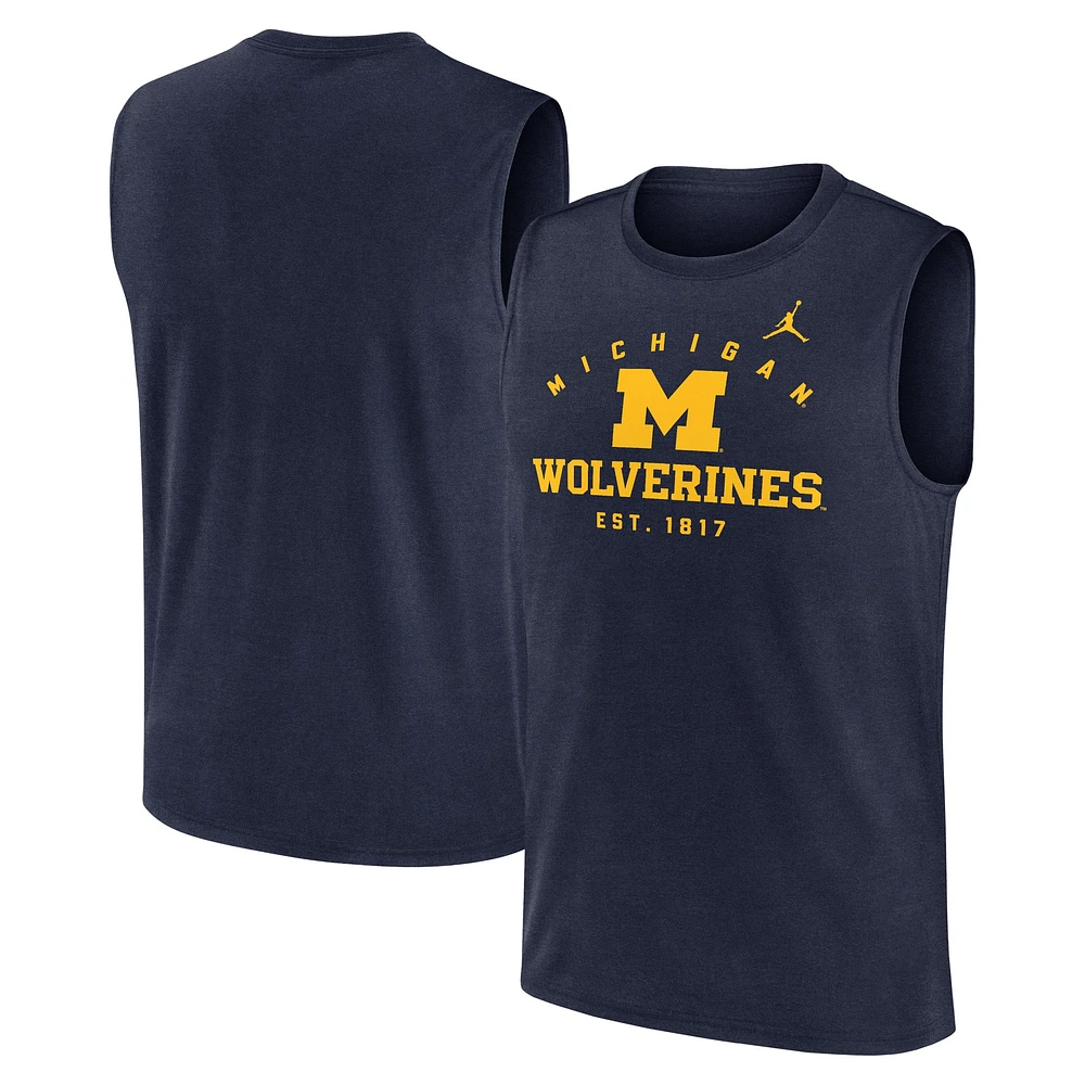 Men's Jordan Brand Navy Michigan Wolverines Primetime Legend Lock Up Performance Muscle Tank Top