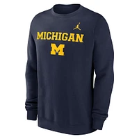 Men's Jordan Brand Navy Michigan Wolverines Primetime Primary Stack Pullover Sweatshirt