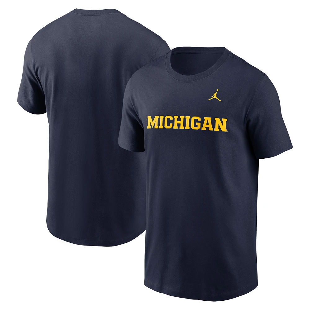 Men's Jordan Brand Navy Michigan Wolverines Primetime Wordmark T-Shirt