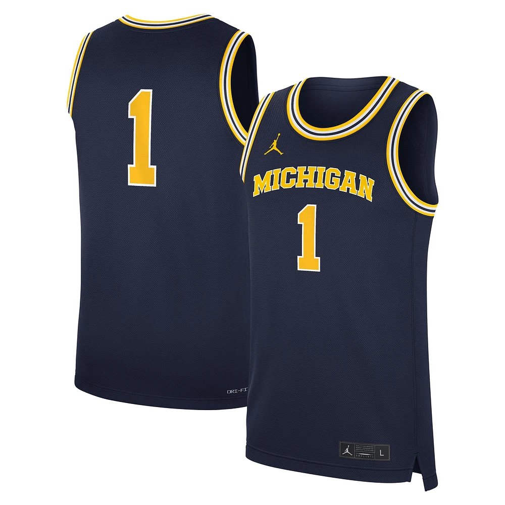 Maillot de basket-ball réplique Michigan Wolverines Road pour homme marque Jordan bleu marine