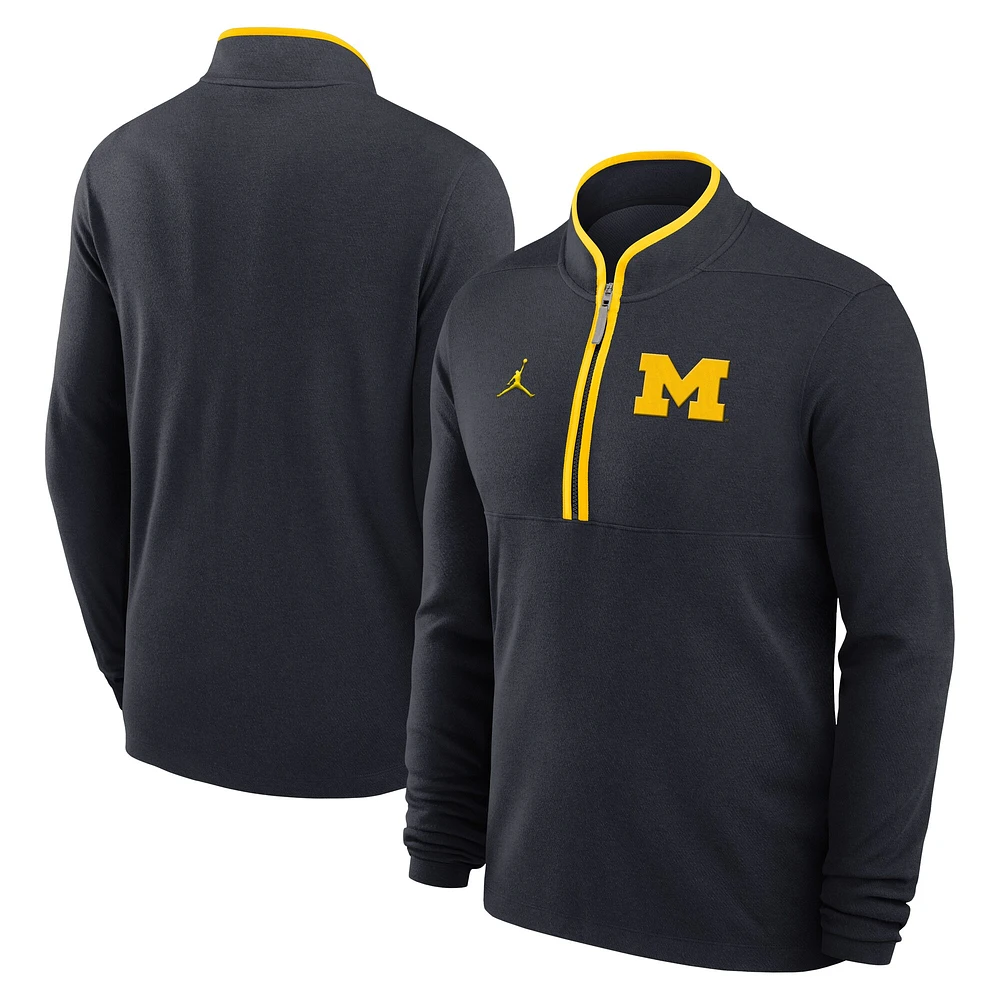 Sweat-shirt à demi-zip Victory bleu marine Jordan Brand pour homme des Michigan Wolverines