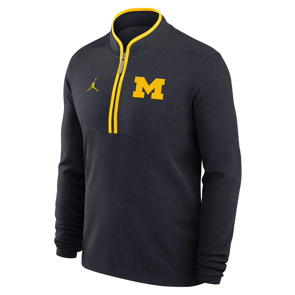 Sweat-shirt à demi-zip Victory bleu marine Jordan Brand pour homme des Michigan Wolverines