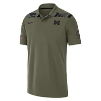 Men's Jordan Brand  Olive Michigan Wolverines 2023 Sideline Coaches Military Pack Performance Polo