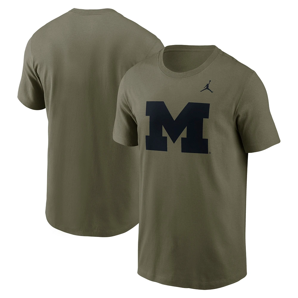 Men's Jordan Brand Olive Michigan Wolverines 2024 Military Appreciation Tonal Logo Performance T-Shirt