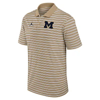 Men's Jordan Brand Tan/White Michigan Wolverines Primetime Victory Striped Polo