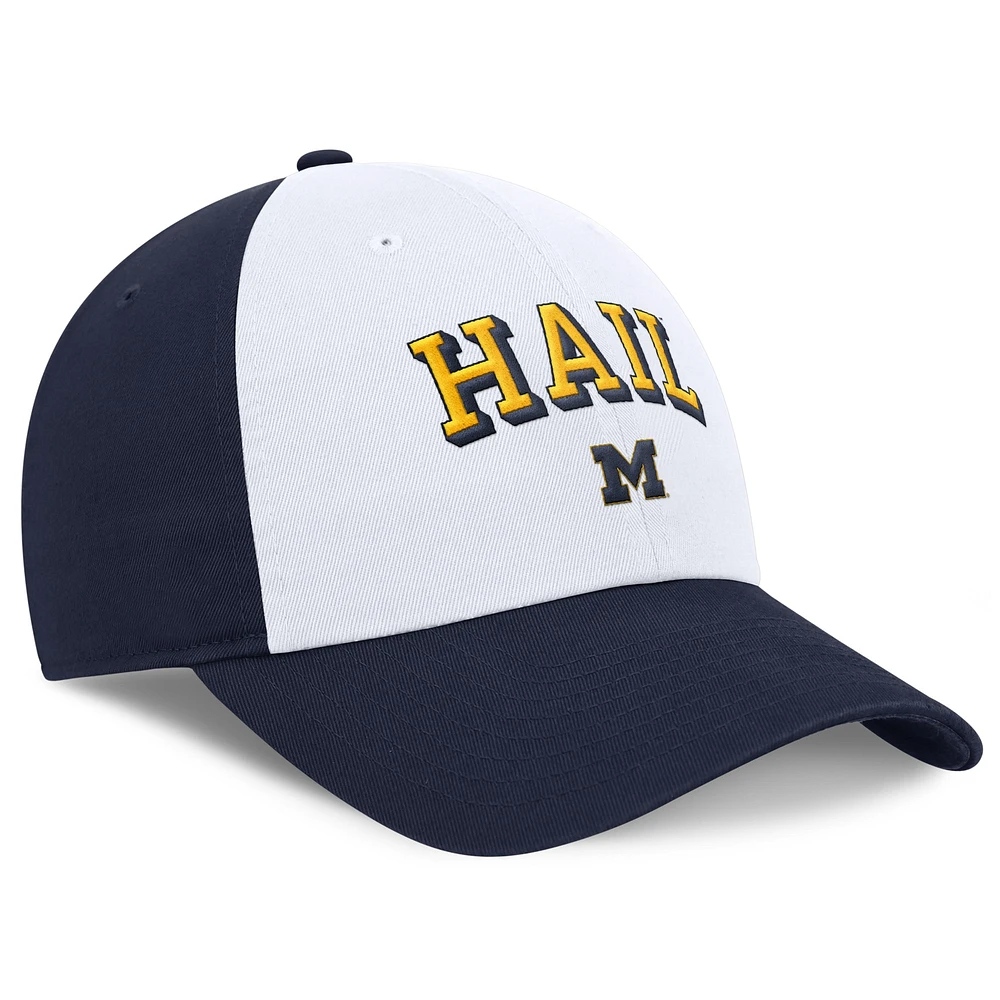Men's Jordan Brand White/Navy Michigan Wolverines Club Swoosh Performance Adjustable Hat