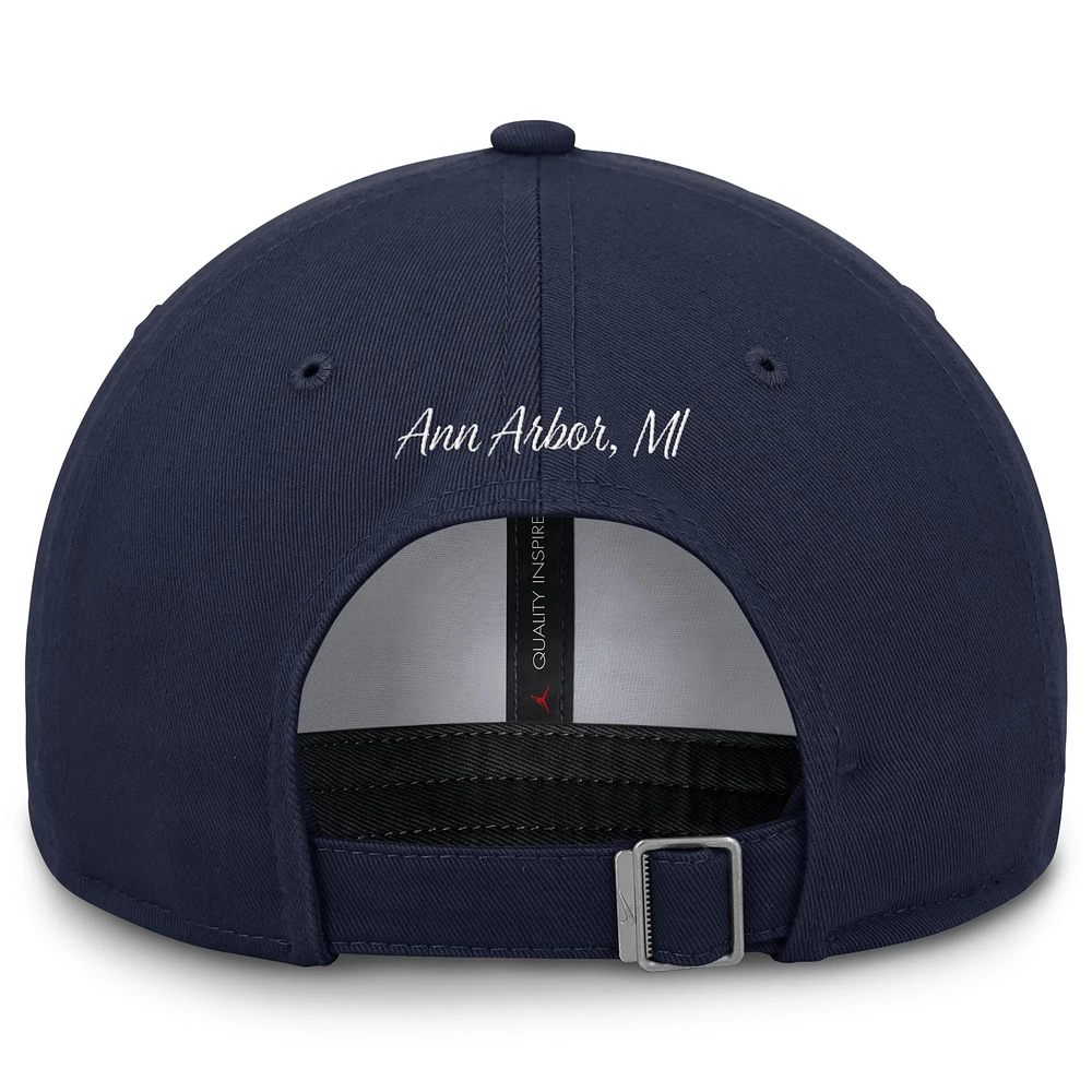 Men's Jordan Brand White/Navy Michigan Wolverines Club Swoosh Performance Adjustable Hat