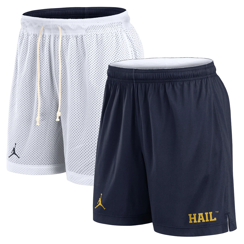 Short réversible Jordan Brand blanc/bleu marine Michigan Wolverines Primetime pour homme