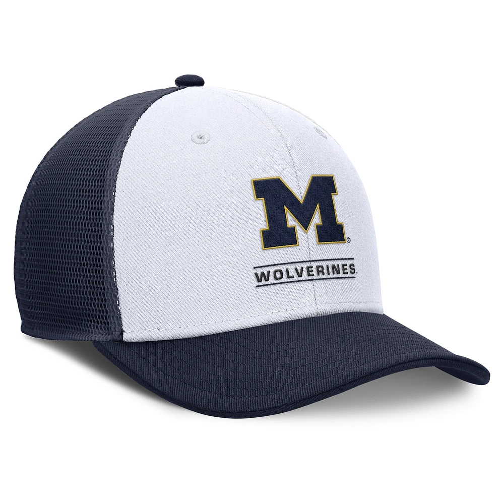 Men's Jordan Brand White/Navy Michigan Wolverines Rise Adjustable Trucker Hat