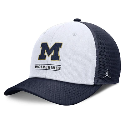 Men's Jordan Brand White/Navy Michigan Wolverines Rise Adjustable Trucker Hat