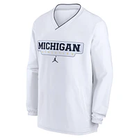 Men's Jordan Brand White Michigan Wolverines 2024 Sideline Pullover Windshirt