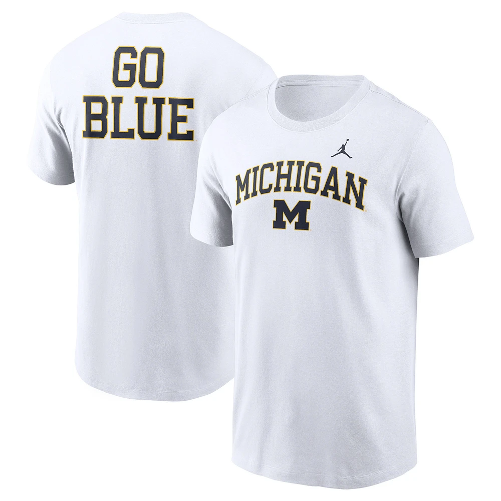 T-shirt Jordan Brand blanc Michigan Wolverines Blitz 2-Hit pour homme