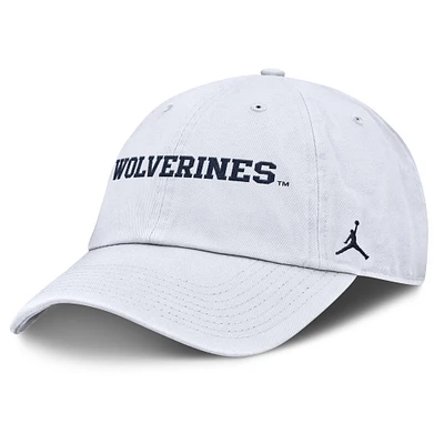 Men's Jordan Brand White Michigan Wolverines Core Club Mascot Wordmark Adjustable Hat
