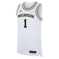 Men's Jordan Brand White Michigan Wolverines Home Replica Basketball Jersey