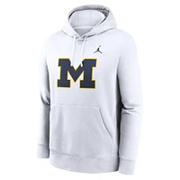 Men's Jordan Brand White Michigan Wolverines Primetime Club Fleece Pullover Hoodie