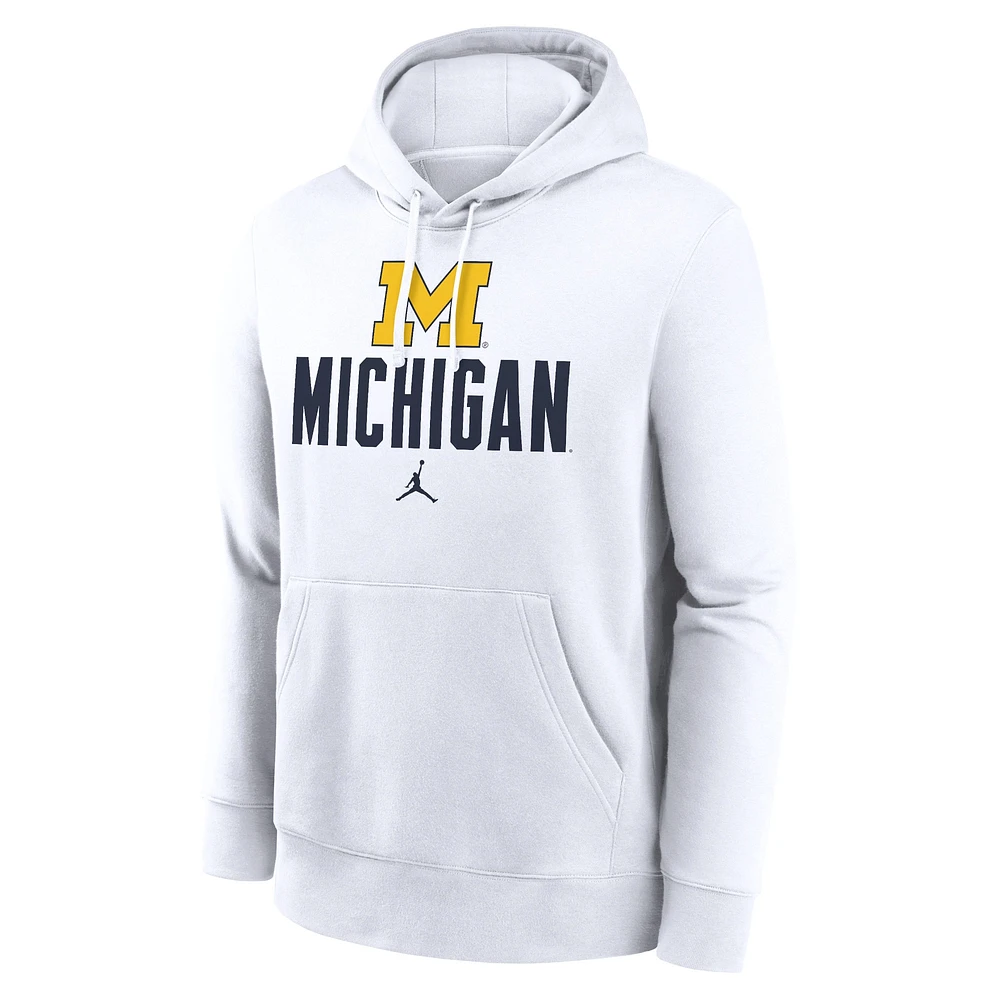 Men's Jordan Brand White Michigan Wolverines Primetime Club Fleece Pullover Hoodie