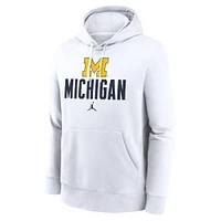 Men's Jordan Brand White Michigan Wolverines Primetime Club Fleece Pullover Hoodie