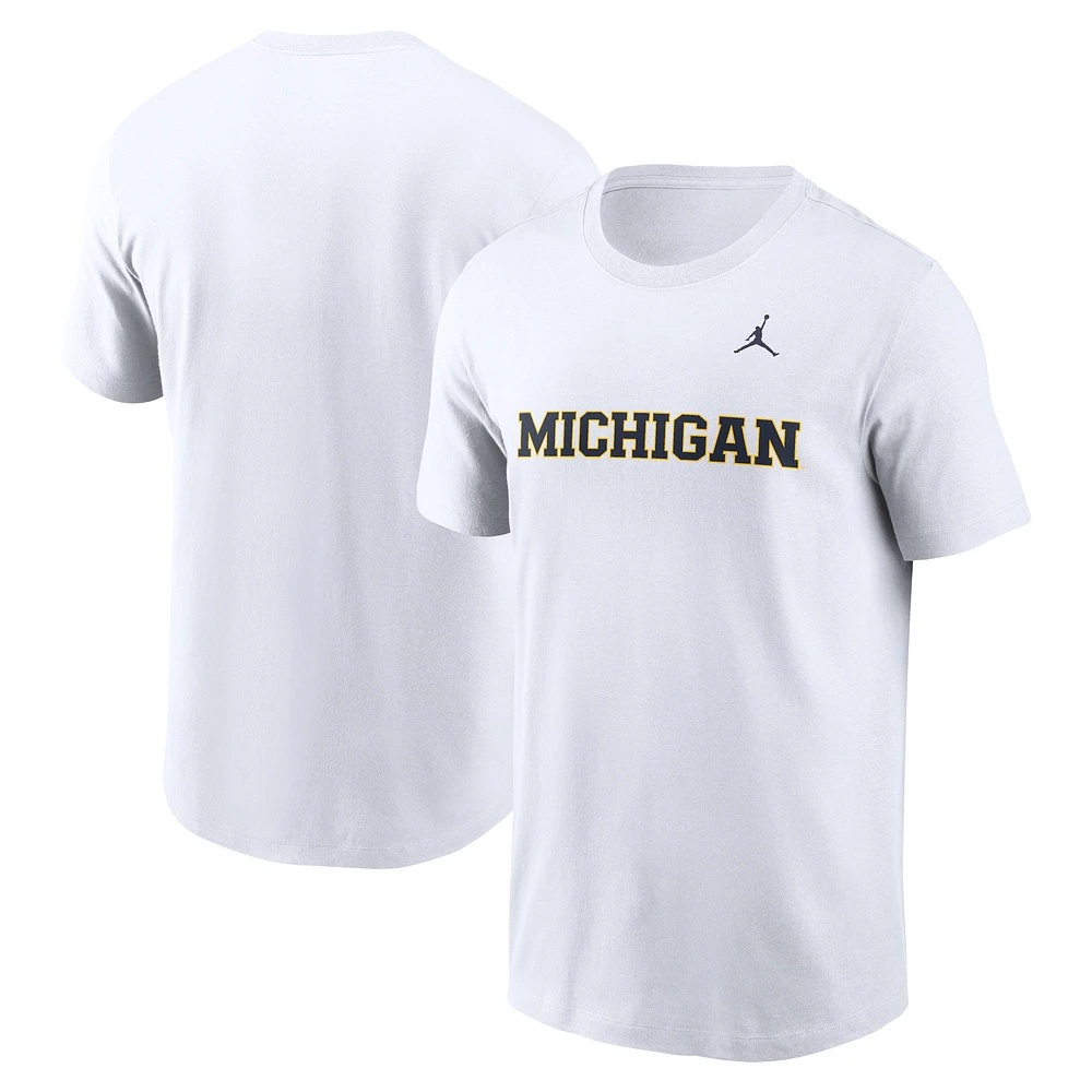 Men's Jordan Brand White Michigan Wolverines Primetime Wordmark T-Shirt