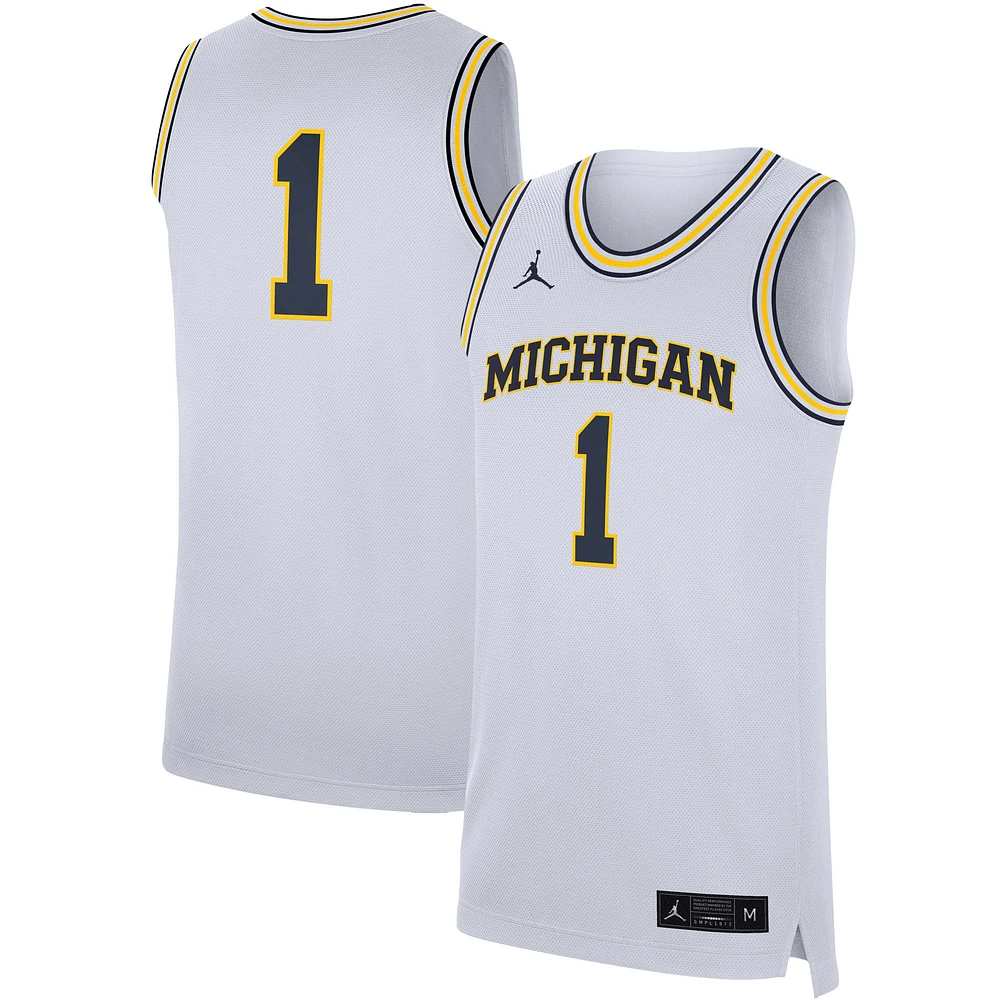 Maillot Michigan Wolverines Replica Jordan Brand pour Homme Blanc